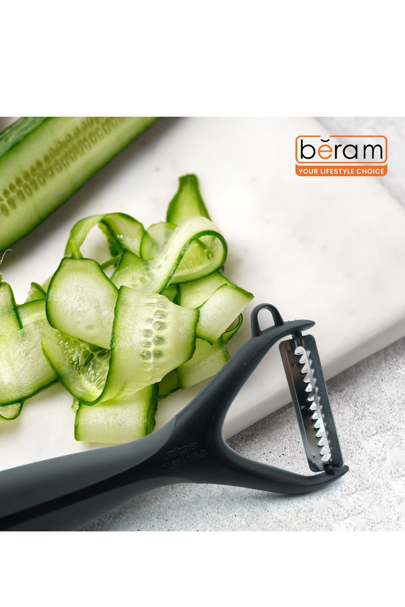 Beram 2-Piece Peeler Set, Ergonomic Handheld Peelers for Fruits & Vegetables BPA-Free Dishwasher Safe Includes Potato Eye Remover Sharp Blades for Effortless Peeling (Black)  - Image 4