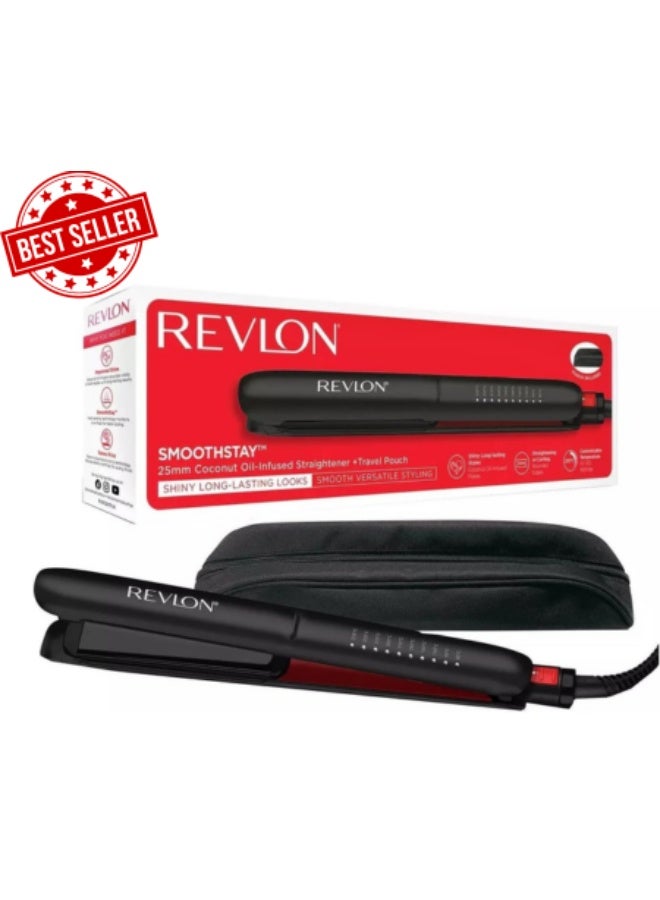 ريفلون مكواة فرد الشعر ريفلون سموث ستاي الممزوجة بزيت جوز الهند (ألواح سيراميك ثلاثية الطبقات 25 مم). - Image 1