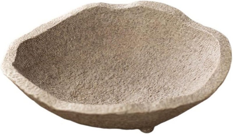 Tabletop Vintage Ceramic Tray Imitation Stone Texture Flower Arranging Saucer - Image 1