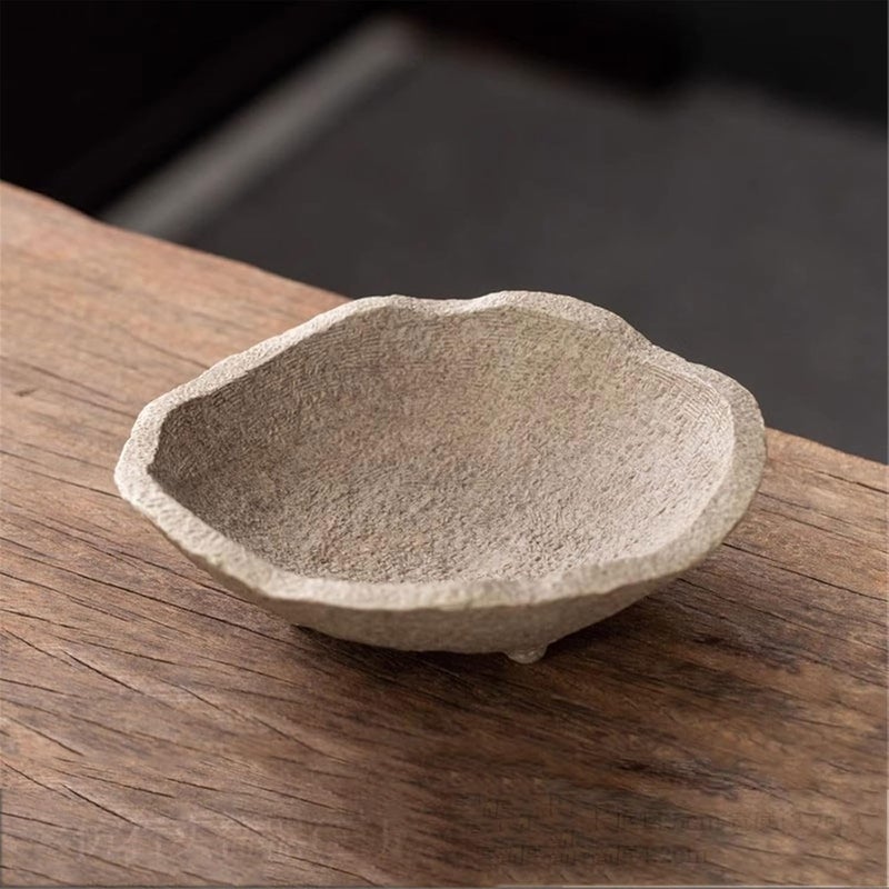 Tabletop Vintage Ceramic Tray Imitation Stone Texture Flower Arranging Saucer - Image 5