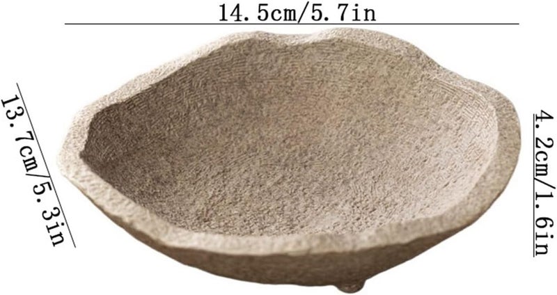 Tabletop Vintage Ceramic Tray Imitation Stone Texture Flower Arranging Saucer - Image 2