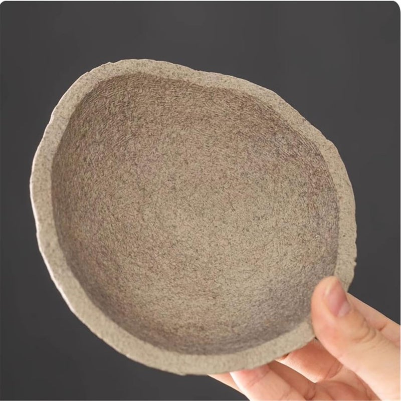 Tabletop Vintage Ceramic Tray Imitation Stone Texture Flower Arranging Saucer - Image 3