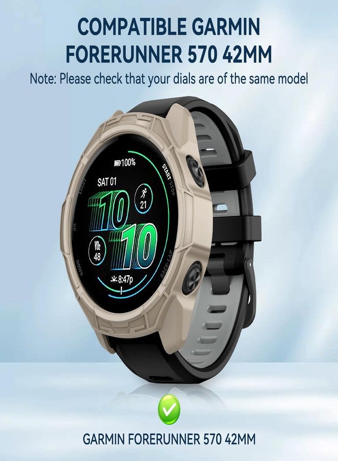 MYSNBKN Case Cover Compatible with Garmin Forerunner 570 42MM Case Protector TPU Protective Case Frame for Forerunner 570 42MM Smart Watch (Starlight) - Image 4