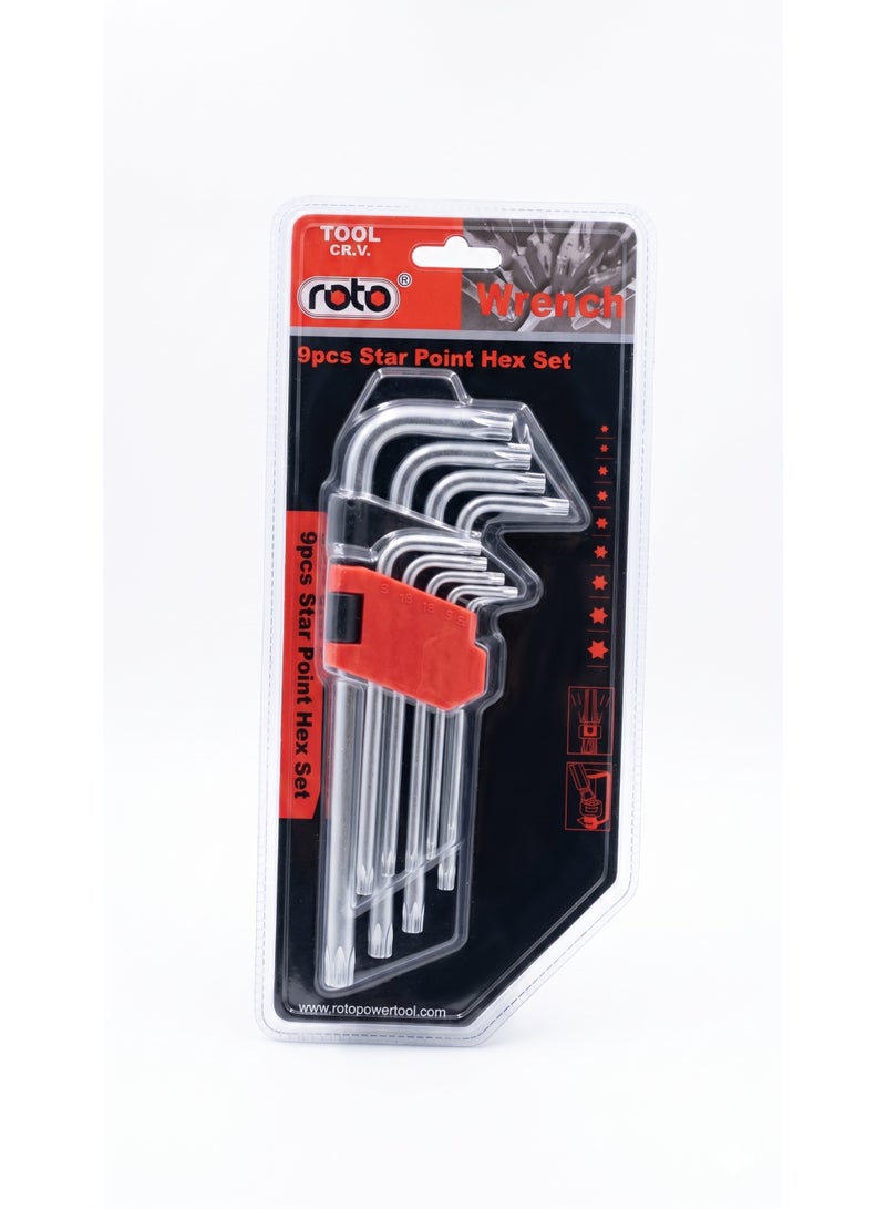 Heavy-Duty 9pcs Star Wrench Set - Anti-Slip Chrome Vanadium Hex Keys for Automotive, DIY, and Home Maintenance - Image 1