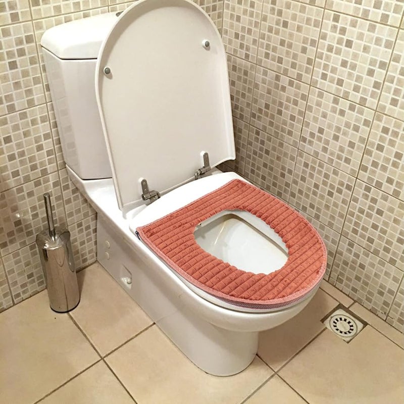 Brown Washable Reusable Toilet Seat Cover Zipper Potty Pad for Home - Image 3