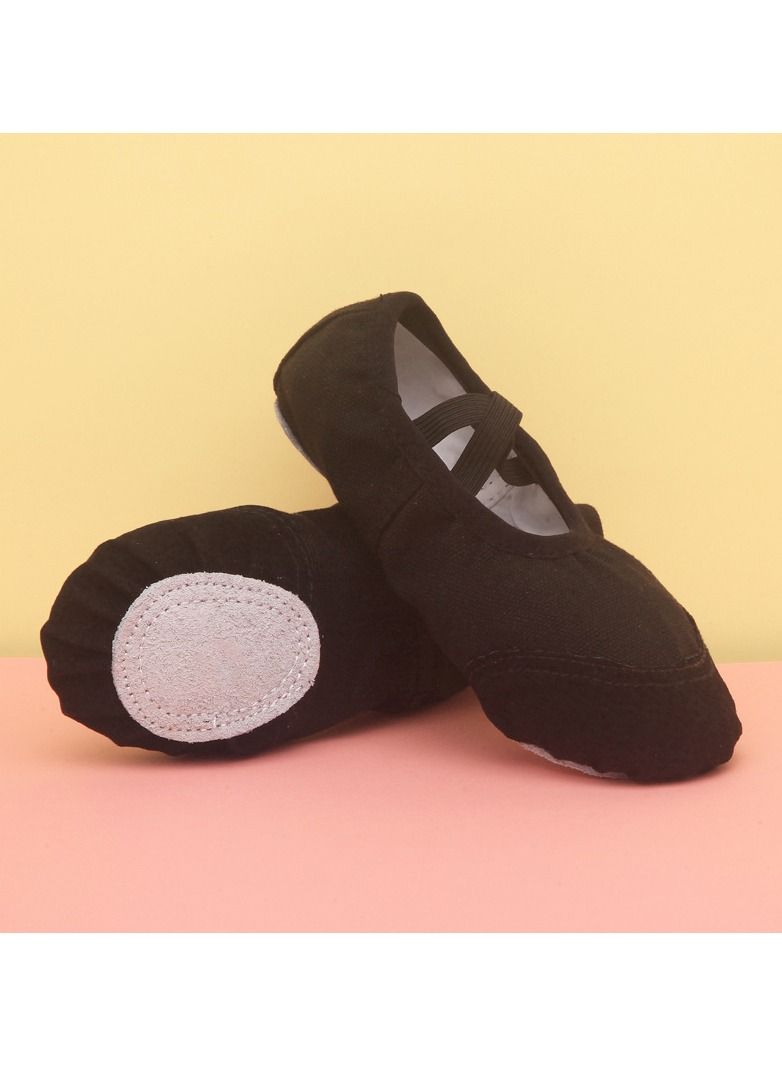 Loquat Girls Soft Sole Training Shoes Ballet Dance Shoes Black 