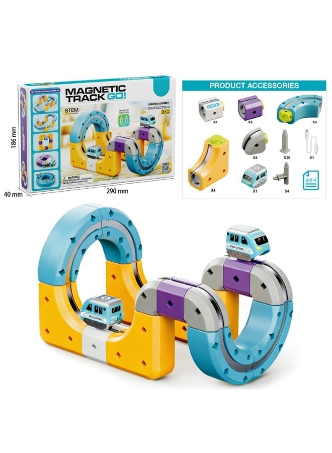 Twisoo Magnetic Track Go STEM Building Set 54PCS DIY Race Track with Electric Magnetic Car, 3D Loop Track Construction Toy, Educational STEM Learning Toy for Kids Boys & Girls Ages 3+ - Image 1