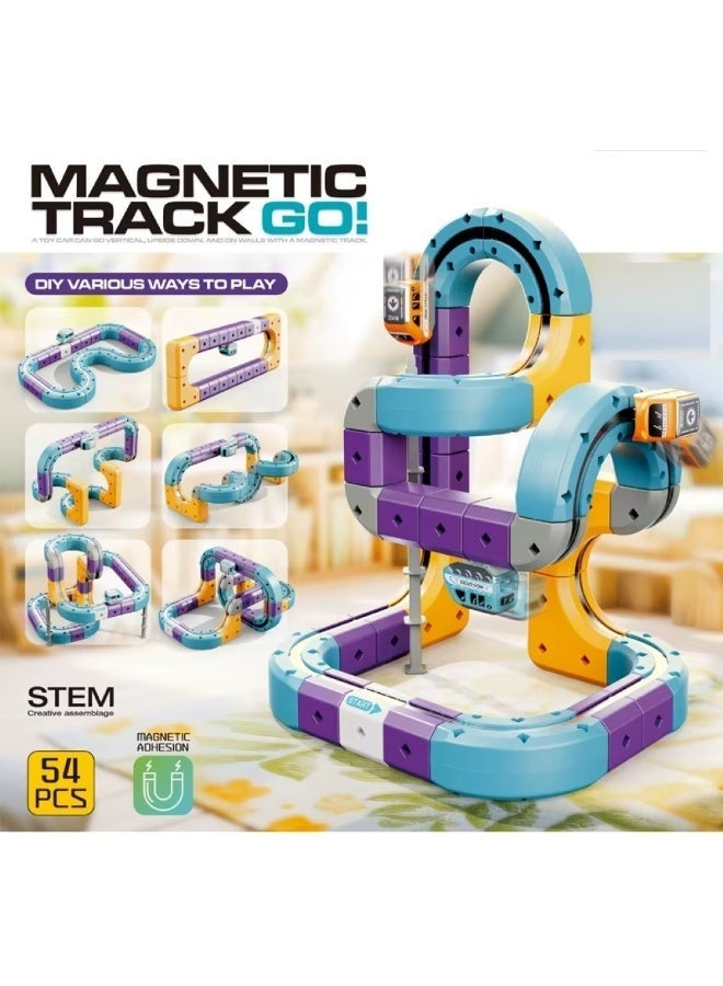 Twisoo Magnetic Track Go STEM Building Set 54PCS DIY Race Track with Electric Magnetic Car, 3D Loop Track Construction Toy, Educational STEM Learning Toy for Kids Boys & Girls Ages 3+ - Image 2
