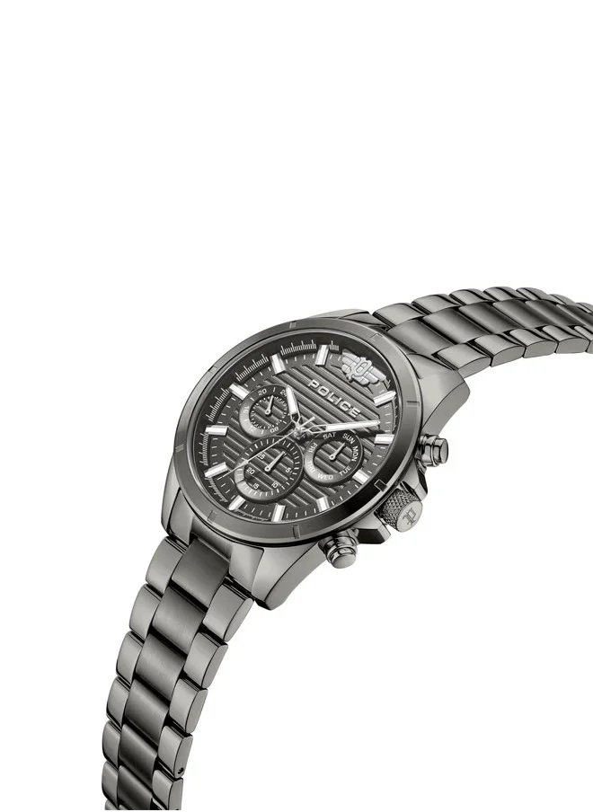بوليس Malawi 45mm Ion-Plated Gun Case Multifunction Watch with Satin Charcoal Dial & 316L Stainless Steel Bracelet