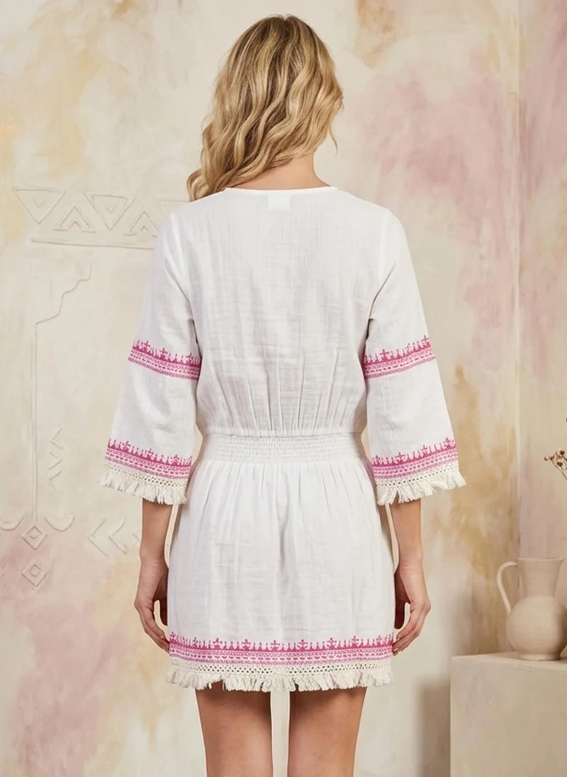 Alaya Women Embroidered  Cotton Rayon Midi Dress -AL3719