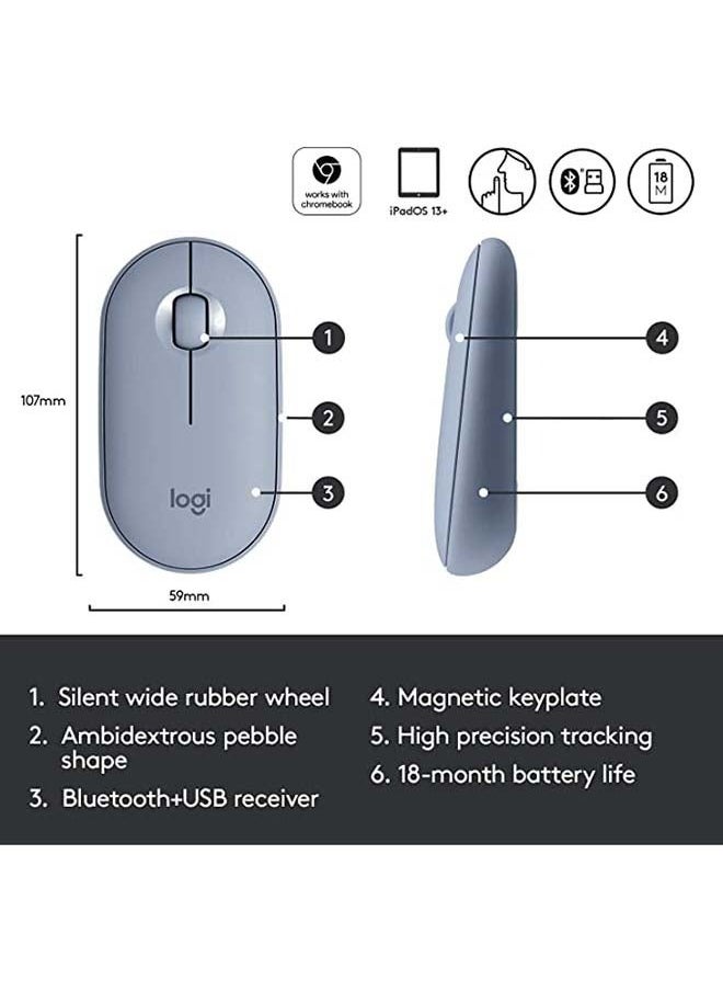 Logitech Mouse Pebble M350 Blue Grey  - Image 4