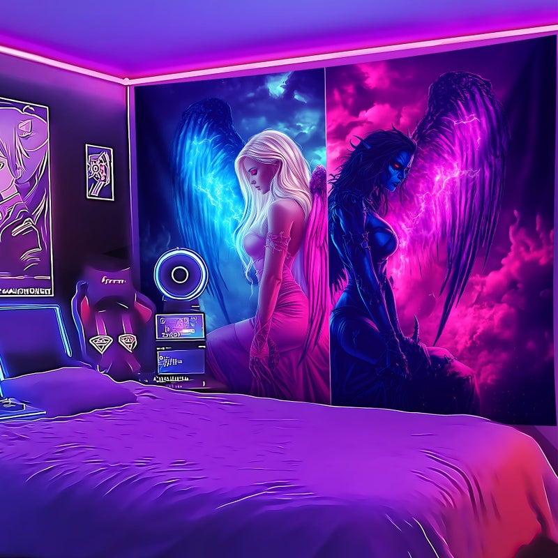 BVBOX Blacklight Tapestry,WingTapestry Glow In The Dark,UV Reactive Black Light Upright Posters Wall Hanging for Bedroom Dorm Living Room Backdrop Decor (wing7, 59L" x 51W") - Image 2