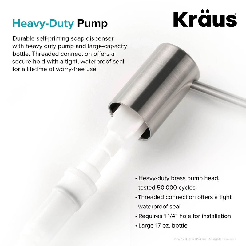 Kraus موزع صابون ومرطب كراوس للمطبخ من الفولاذ المقاوم للصدأ الخالي من البقع، KSD-43SFS - Image 4