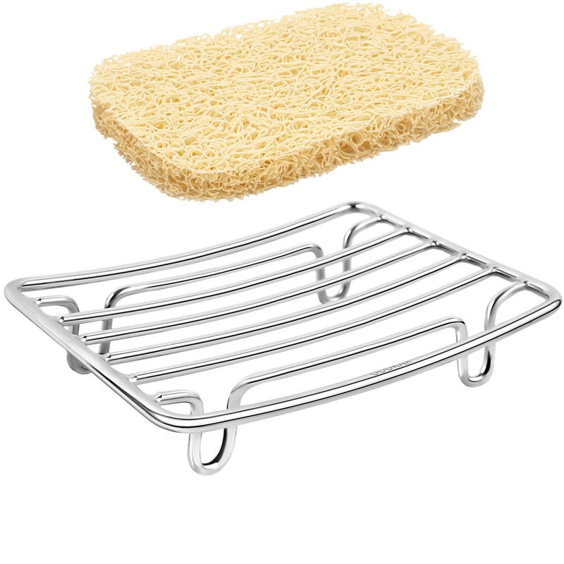 GUUKAR Bar Soap Dish Holder for Shower Bathroom Stainless Steel Rust Proof Self Draining with Beige Soap Saver Pad - Image 1