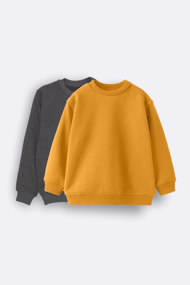 Zuzunga 2-Pack Basic Raised Kids Sweatshirt 3-10 Years Mustard-Anthracite  - Image 1