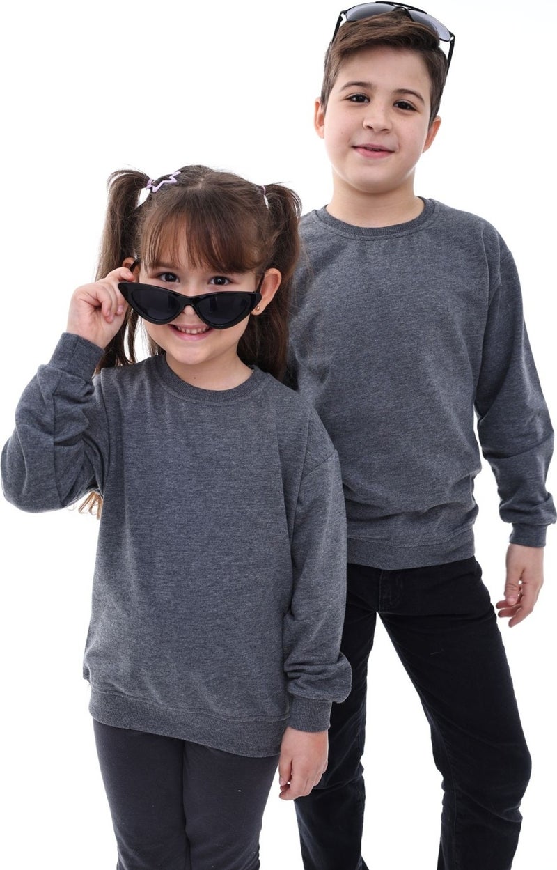 Zuzunga 2-Pack Basic Raised Kids Sweatshirt 3-10 Years Mustard-Anthracite  - Image 3