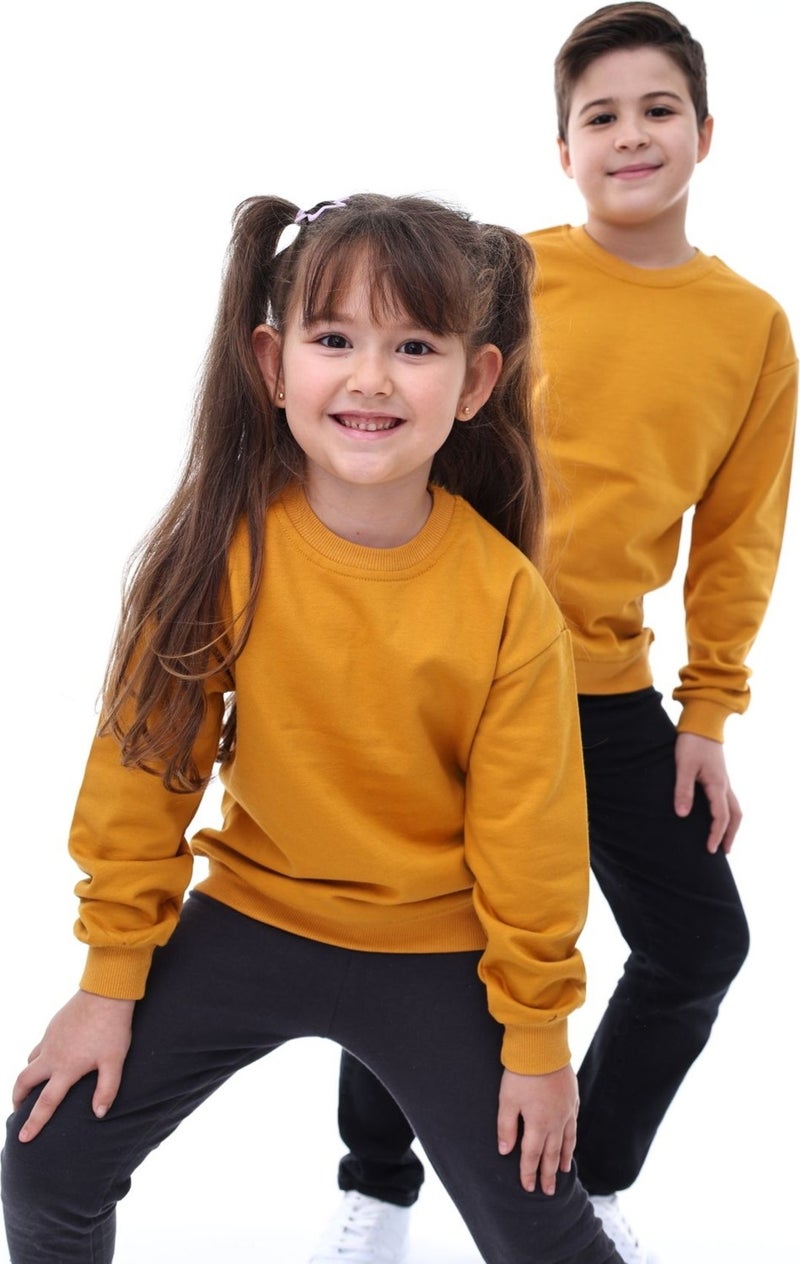 Zuzunga 2-Pack Basic Raised Kids Sweatshirt 3-10 Years Mustard-Anthracite  - Image 2