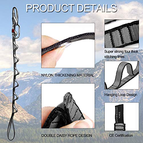 DASKING 23KN (5070 lbs) Heavy Duty Climbing Straps - 2 Pack Adjustable Daisy Chain Webbing for Aerial Yoga, Hammock, Fitness & Rigging - CE/EN566 Certified, Grey - Image 4
