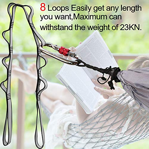 DASKING 23KN (5070 lbs) Heavy Duty Climbing Straps - 2 Pack Adjustable Daisy Chain Webbing for Aerial Yoga, Hammock, Fitness & Rigging - CE/EN566 Certified, Grey - Image 3