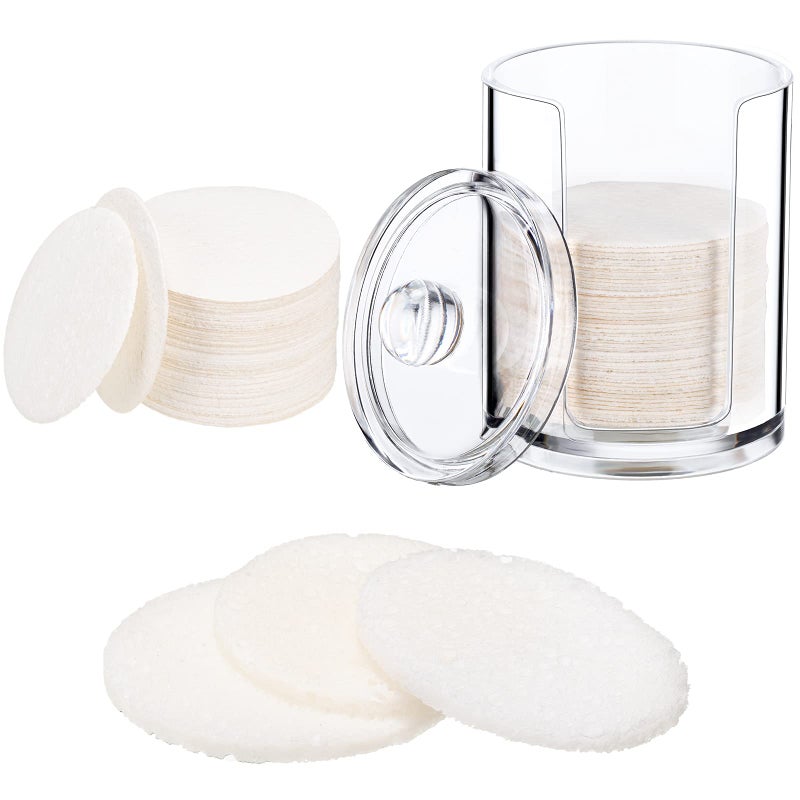 50 Pcs Compressed Facial Sponges Facial Makeup Natural Cosmetic Spa Sponges for Women Cleansing Exfoliating Mask Makeup Removal Dead Skin and Dirt Travel EssentialsWhite