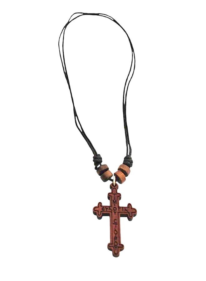 Iconsgr قلادة أيقونية مسيحية أرثوذكسية يونانية مع صليب خشبي / 2 - Image 3