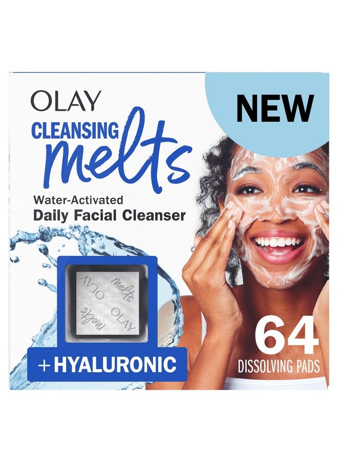 Olay Cleansing Melts + Hyaluronic Face Cleanser 64 Ct. Total (2 X 32 Ct.) Wateractivated Face Wash Cleans Tones And Refreshes Skin - Image 1