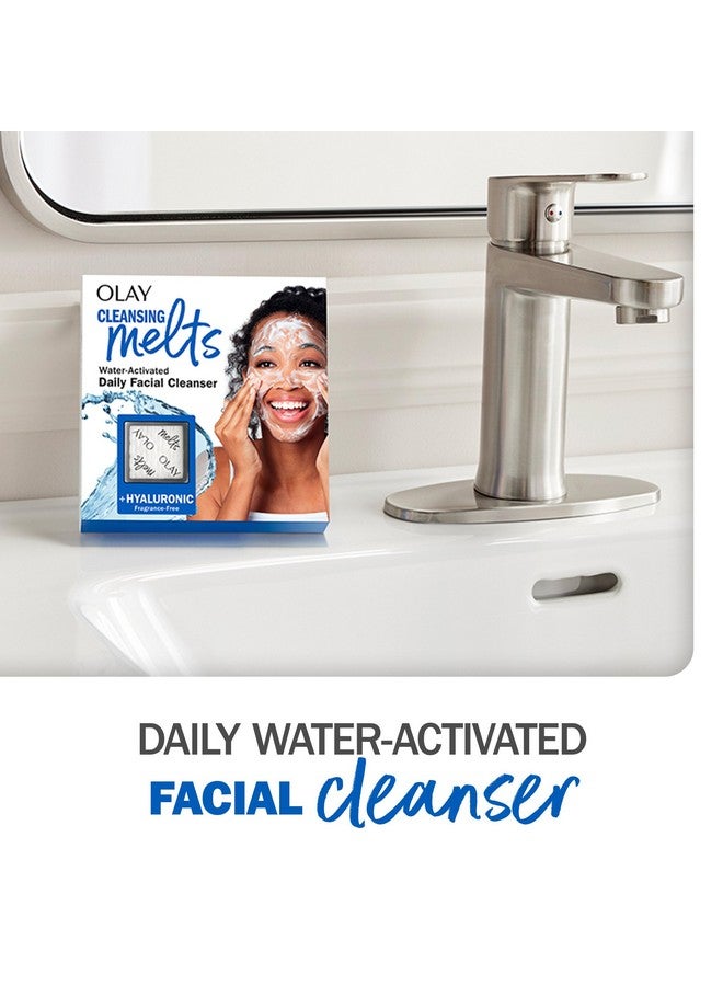 Olay Cleansing Melts + Hyaluronic Face Cleanser 64 Ct. Total (2 X 32 Ct.) Wateractivated Face Wash Cleans Tones And Refreshes Skin - Image 2