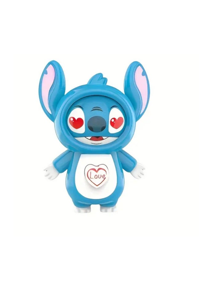Disney Stitch Medallion Squeeze and Smile Relax Toy - Soft Changeable Heart Doll, Durable Plastic, Mixed Colors (Blue), Gift for Friends, Ages 14 and Up