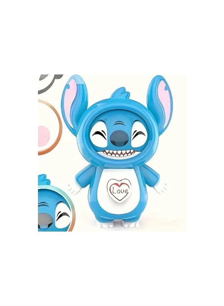 Disney Stitch Medallion Squeeze and Smile Relax Toy - Soft Changeable Heart Doll, Durable Plastic, Mixed Colors (Blue), Gift for Friends, Ages 14 and Up