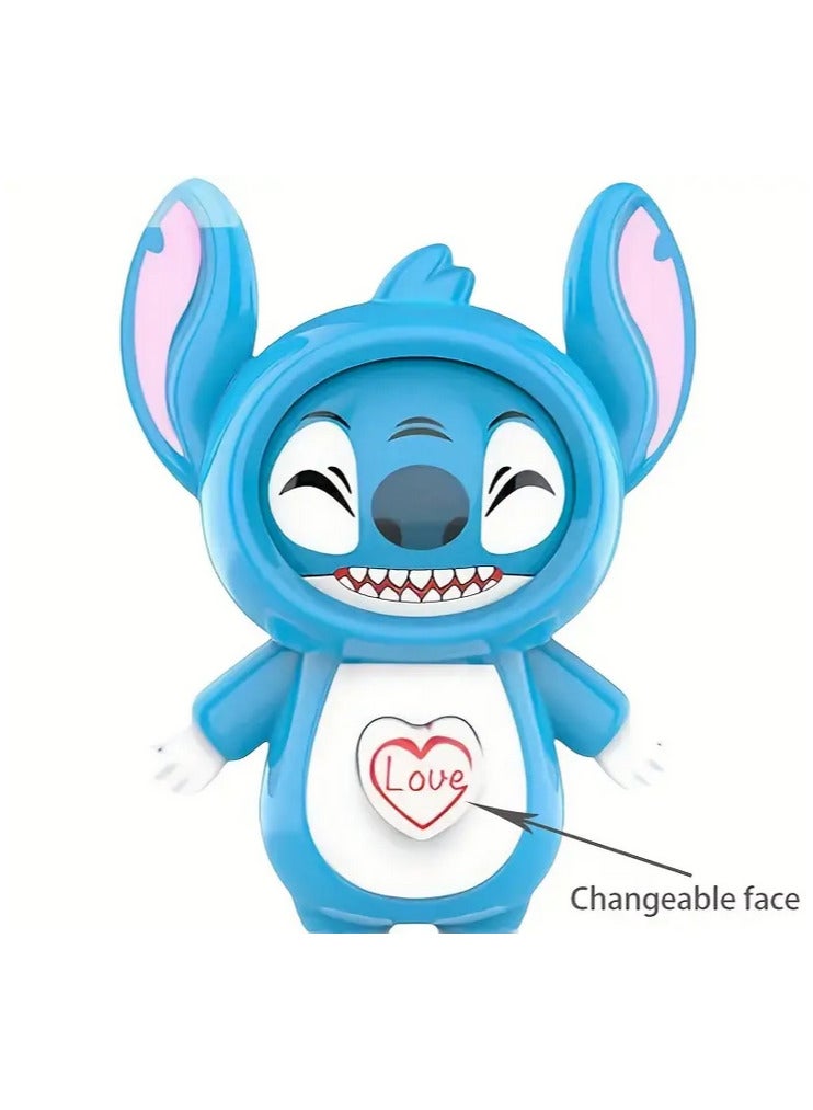 Disney Stitch Medallion Squeeze and Smile Relax Toy - Soft Changeable Heart Doll, Durable Plastic, Mixed Colors (Blue), Gift for Friends, Ages 14 and Up