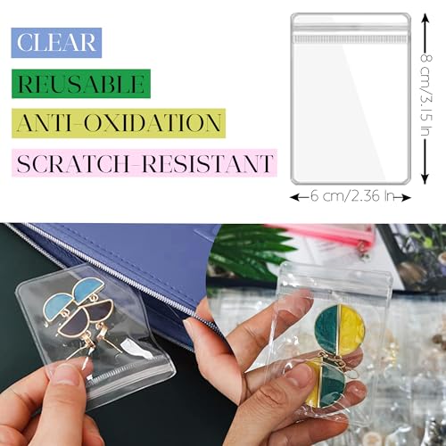 LingLingo Earring Organizer Travel Jewelry Case Container Transparent Jewelry Storage Book Bag for Ring, Necklace, Bracelets, Stud (96 Grids + 96 Small Thicken PVC Zipper Bags) - Image 4