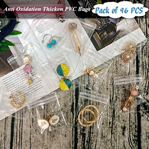 LingLingo Earring Organizer Travel Jewelry Case Container Transparent Jewelry Storage Book Bag for Ring, Necklace, Bracelets, Stud (96 Grids + 96 Small Thicken PVC Zipper Bags) - Image 5