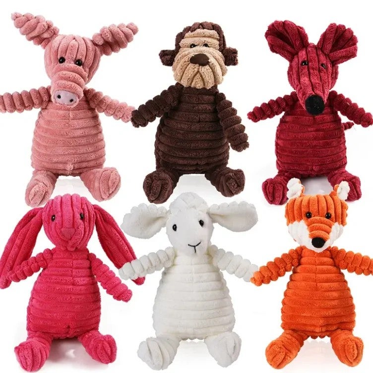 Y&D Soft & Durable Cotton Stuffed Animal Toys – Elephant, Bear, Wolf, Rabbit, Pig, Fox, Dog Plush Pets with Squeaker for Kids & Toddlers - Image 3