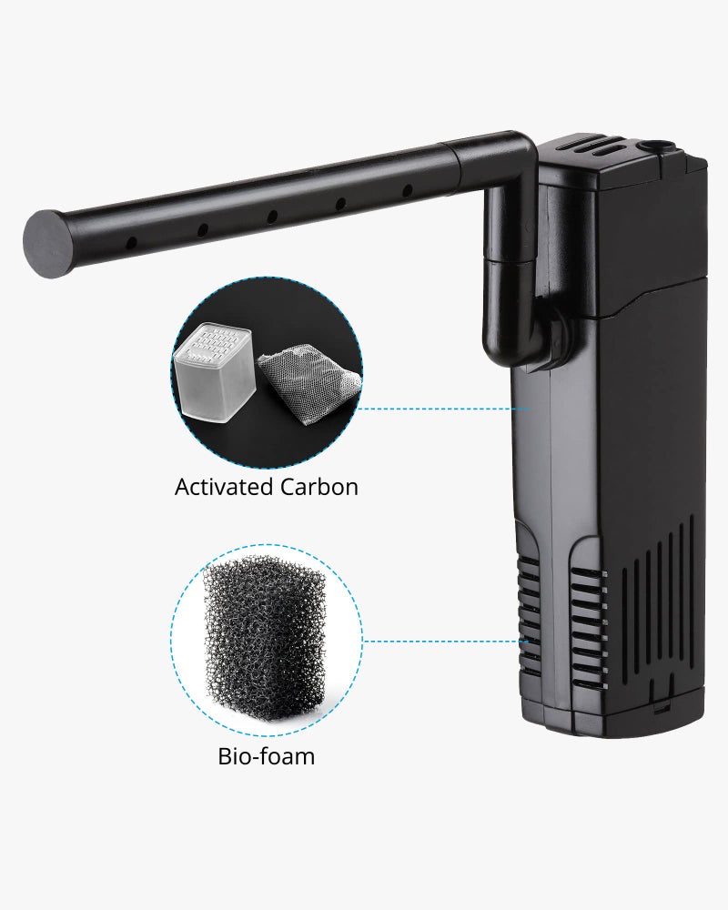 NICREW Aquarium Internal Filter, Submersible Power Filter with Multiple Function, Aeration System with Sponge Filter for Fish Tanks 10-20 Gallon, 100 GPH, 7W - Image 3
