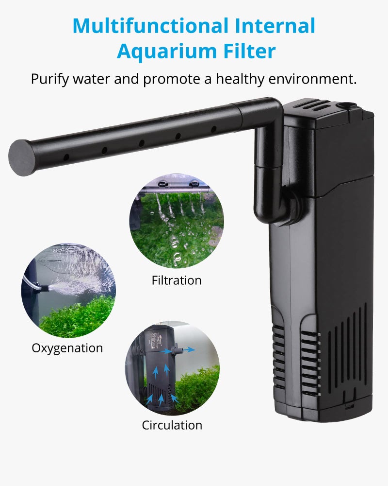 NICREW Aquarium Internal Filter, Submersible Power Filter with Multiple Function, Aeration System with Sponge Filter for Fish Tanks 10-20 Gallon, 100 GPH, 7W - Image 2