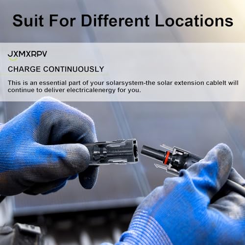 JXMXRPV Solar Extension Cable 33Ft 10AWG, Solar Wire with Tool-Free Solar Connectors, Waterproof Solar Panel Extension Cable 6mm², PV Cable 10Gauge for Home Boat RV Solar Panels(33ft) - Image 5