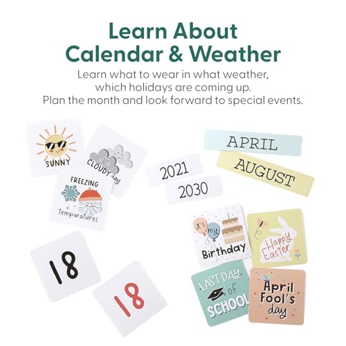 The Peanut Shell The Peanutshell Learning Calendar Wall Chart - Homeschool Supplies, Interactive Pocket Chart for Toddlers & Kids - Preschool Learning Activity Board, Circle Time Board for Classroom - Good Day - Image 5
