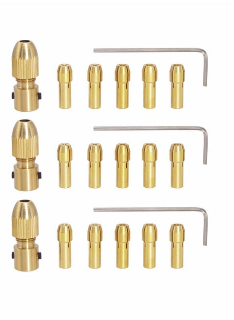 Micro Drill Collet Set 0.5-3mm Mini Small Brass with Allen Wrench for 2.35mm Rotary Tools (3 Sets)