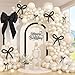 Leraqertra Bow Pearl White Balloon Arch Kit with White Pearl Balloons for Engagement Bridal Shower Wedding Black Bow Birthday Party Decorations - Image 2