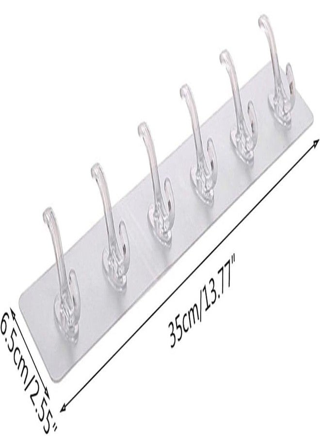 MORVIKA (Pack of 3) 6 in 1 Self Adhesive Wall Hooks, Heavy Duty Sticky Hooks for Hanging, Waterproof Transparent Adhesive Hooks for Wall, Wall Hangers for Hanging Kitchen Bathroom Bedroom Accessories - Image 3