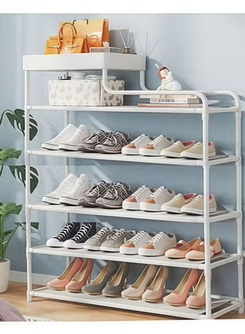 BLOOMING TIME 6-layer shoe storage rack, removable, simple storage shoe rack, large-capacity household shoe cabinet, multi-function combination shoe rack, white - Image 1