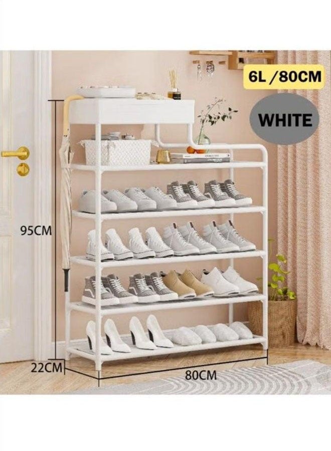 BLOOMING TIME 6-layer shoe storage rack, removable, simple storage shoe rack, large-capacity household shoe cabinet, multi-function combination shoe rack, white - Image 3
