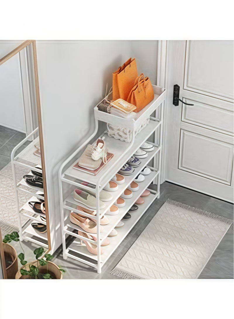 BLOOMING TIME 6-layer shoe storage rack, removable, simple storage shoe rack, large-capacity household shoe cabinet, multi-function combination shoe rack, white - Image 2