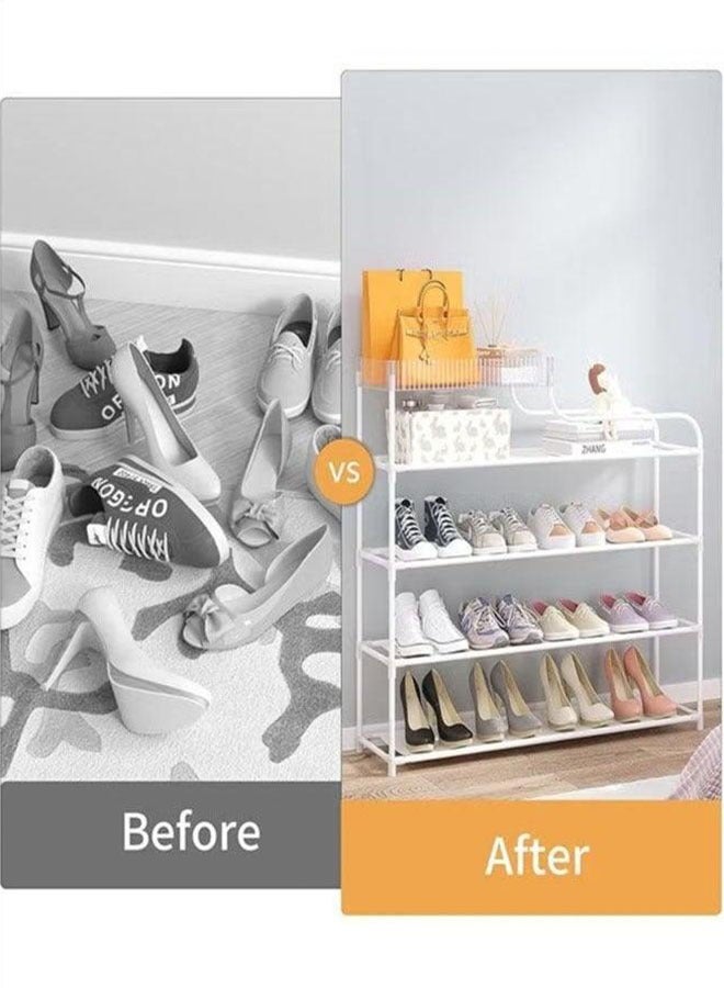 BLOOMING TIME 6-layer shoe storage rack, removable, simple storage shoe rack, large-capacity household shoe cabinet, multi-function combination shoe rack, white - Image 4