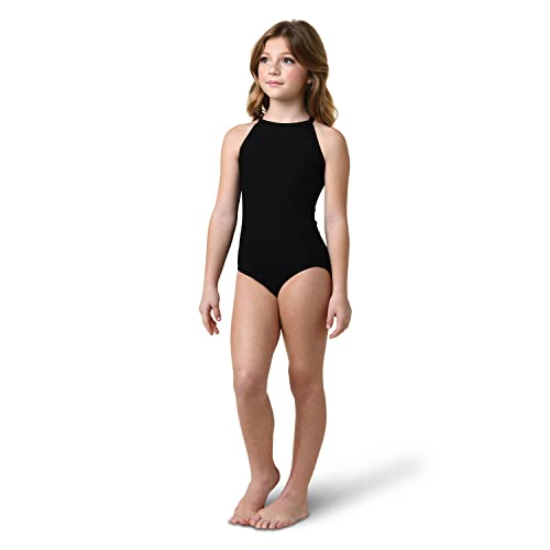 Danz N Motion DANZNMOTION by Danshuz Girl's Plush Halter Leotard (Black, 8-10) - 2465C - Image 2