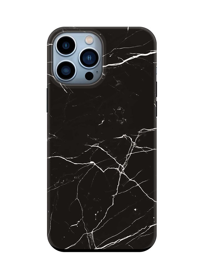 Stylizedd Tough Pro Case for iPhone 15 Pro Max Dual Layer Hybrid PC TPU Customized Mobile Cover Matte Finish Phone Case - Marble Print Black - Image 1
