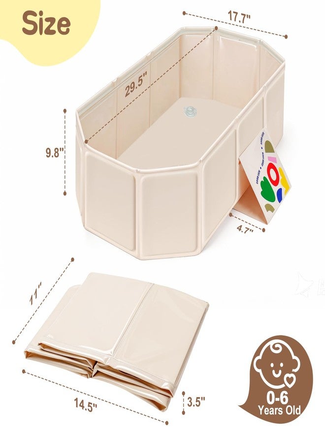 TRELC Collapsible Baby Bathtub, Portable Toddler Bathtub for Shower, Foldable & Space-Saving Baby Bath Tub Without Assembly, Versatile Kids Bathtub for Travel, Bathroom, Camping (Beige) - Image 2
