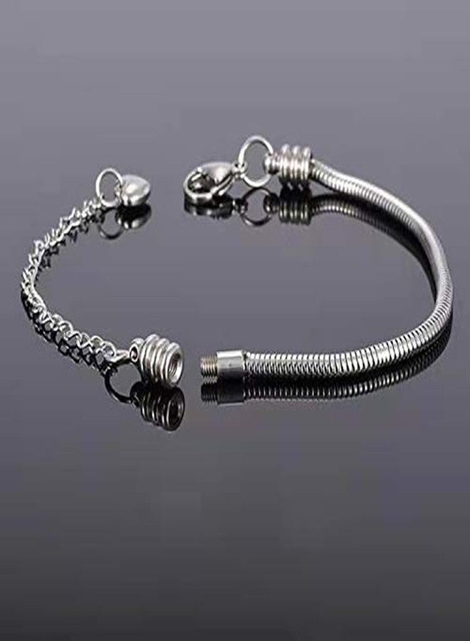 KunBead Heart Lobster Clasp Snake Chain Charm Adjustable Bracelets Compatible with Pandora Charms for Jewelry Making-8.3'' - Image 3