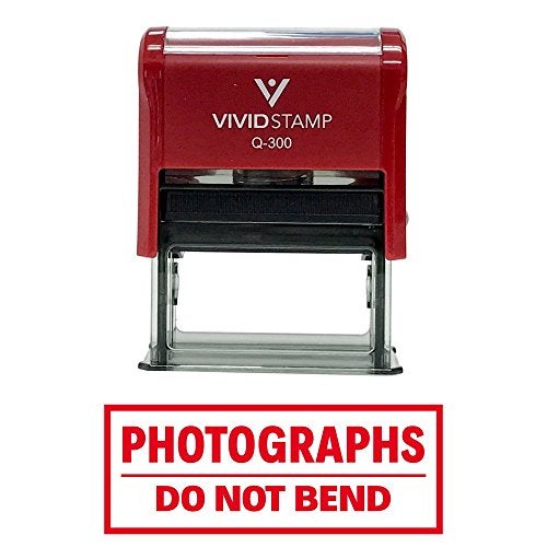 Vivid Stamp Photographs DO NOT Bend Self Inking Rubber Stamp (Red Ink) - Large - Image 1