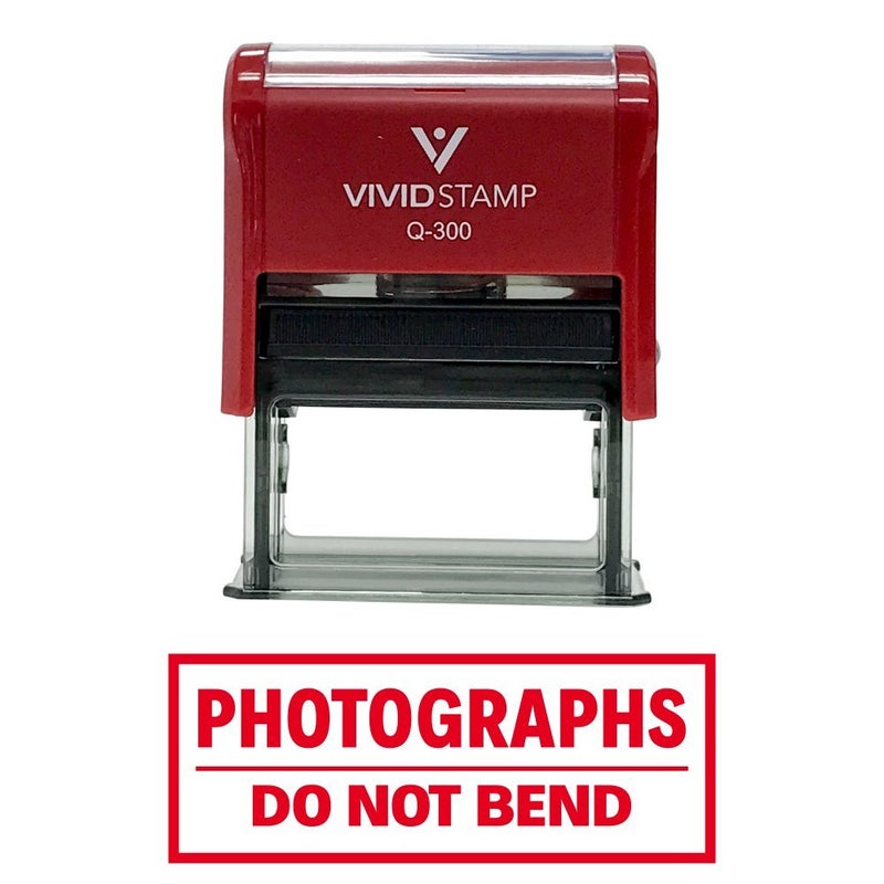 Vivid Stamp Photographs DO NOT Bend Self Inking Rubber Stamp (Red Ink) - Large - Image 2